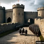 에이지오브제트 고급 병력 사용법 - A dynamic battlefield scene featuring elite infantry units in heavy armor defending a fortified gate...