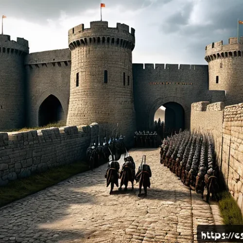 에이지오브제트 고급 병력 사용법 - A dynamic battlefield scene featuring elite infantry units in heavy armor defending a fortified gate...
