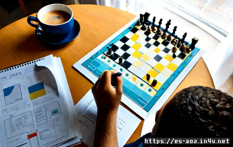 Home 17 에이지오브제트 리그전 준비 가이드 - Photorealistic overhead view of a Spanish-speaking young adult gamer preparing for a mobile strategy...